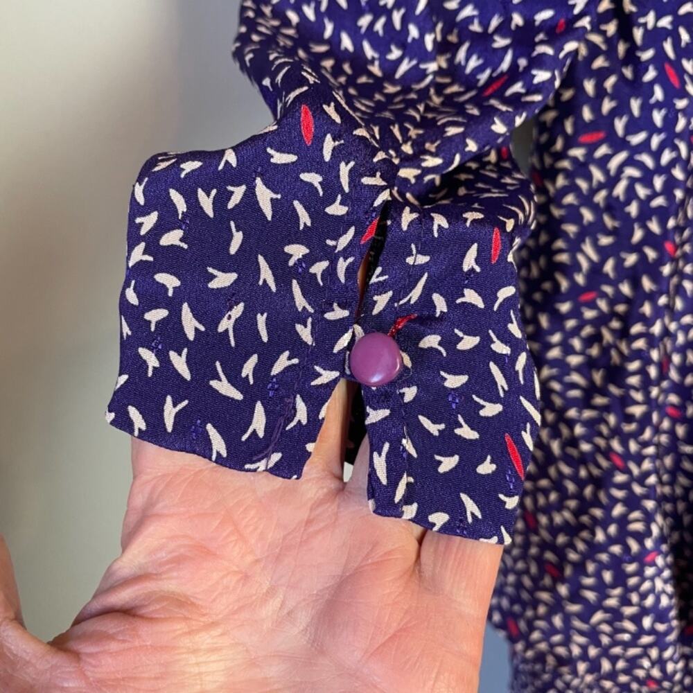 Vintage 80s ala Carte Purple Silk Peplum Dress - Picture 6 of 6